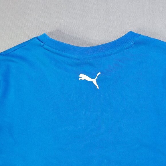 Puma short sleeve T-shirt boys size M (10-12) blue with silver and white graphic - Picture 4 of 10